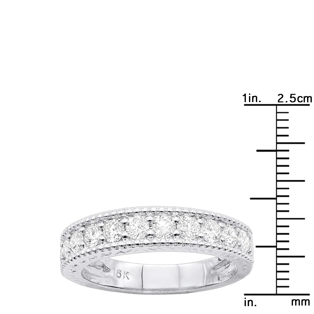 Unique 18K White Gold VVS Diamond Wedding Band For Women Vintage Style 1.2ct 10 Unique 18K White Gold VVS Diamond Wedding Band For Women Vintage Style 1.2ct - Image 8