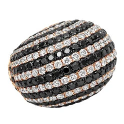 Unique 18K White Gold White & Black Diamond Cocktail Ring For Women Dome 19 Carats -Its Hot Jewelry Shop unique 18k gold white black diamond cocktail ring for women dome 19 carats 804020 ro