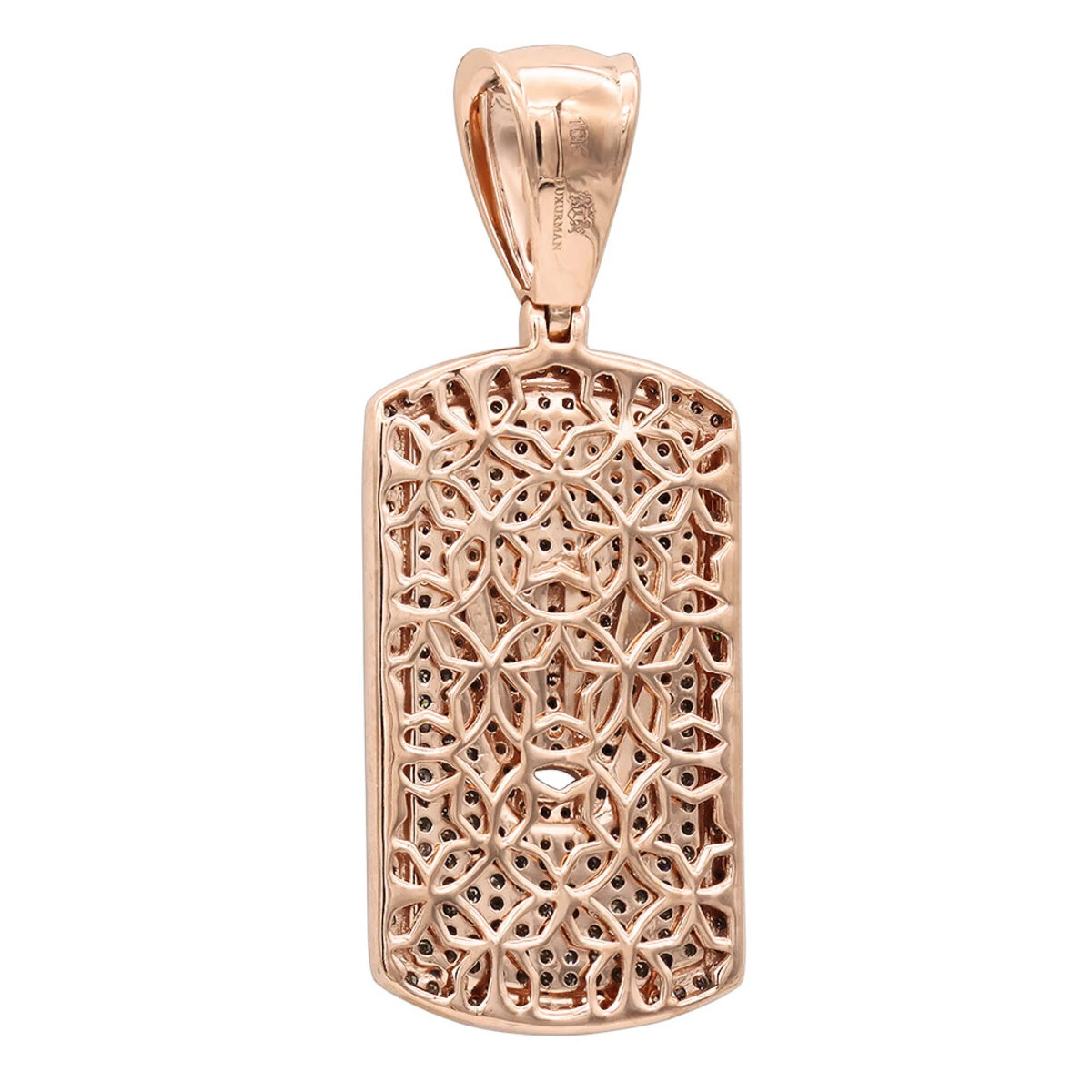 Unique 1ct Champagne Diamond Dog Tag Pendant With Crown 10K Rose Gold Iced Out Design 6 Unique 1ct Champagne Diamond Dog Tag Pendant With Crown 10K Rose Gold Iced Out Design - Image 4