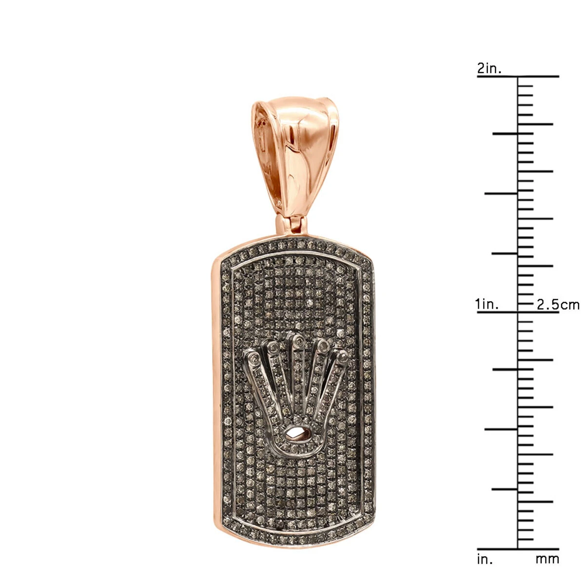 Unique 1ct Champagne Diamond Dog Tag Pendant With Crown 10K Rose Gold Iced Out Design 8 Unique 1ct Champagne Diamond Dog Tag Pendant With Crown 10K Rose Gold Iced Out Design - Image 6