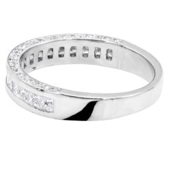 Unique Women's Wedding Ring 2 Carat Round & Princes Diamond Band 14K White Gold 4mm -Its Hot Jewelry Shop unique 2 carat round princess diamond band 14k gold womens wedding ring 4mm back white