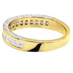 Unique Women's Wedding Ring 2 Carat Round & Princes Diamond Band 14K White Gold 4mm -Its Hot Jewelry Shop unique 2 carat round princess diamond band 14k gold womens wedding ring 4mm back yellow