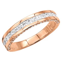 Unique Women's Wedding Ring 2 Carat Round & Princes Diamond Band 14K White Gold 4mm -Its Hot Jewelry Shop unique 2 carat round princess diamond band 14k gold womens wedding ring 4mm rose