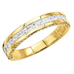 Unique Women's Wedding Ring 2 Carat Round & Princes Diamond Band 14K White Gold 4mm -Its Hot Jewelry Shop unique 2 carat round princess diamond band 14k gold womens wedding ring 4mm yellow