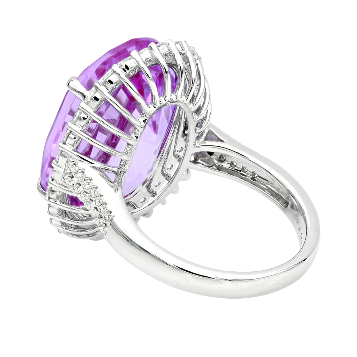 Unique 24ct Pink Tourmaline Diamond Cocktail Ladies Right Hand Ring 18K White Gold 6 Unique 24ct Pink Tourmaline Diamond Cocktail Ladies Right Hand Ring 18K White Gold - Image 4