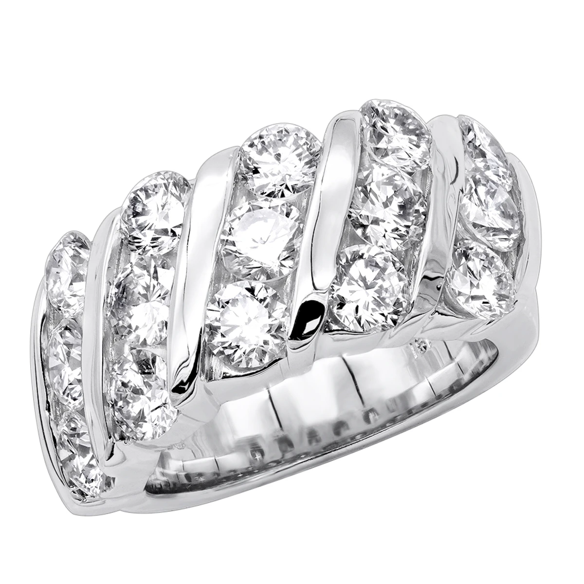 Unique 3 Carat Women's Diamond Wedding Band 18K White Gold Anniversary Ring 3 Unique 3 Carat Women's Diamond Wedding Band 18K White Gold Anniversary Ring