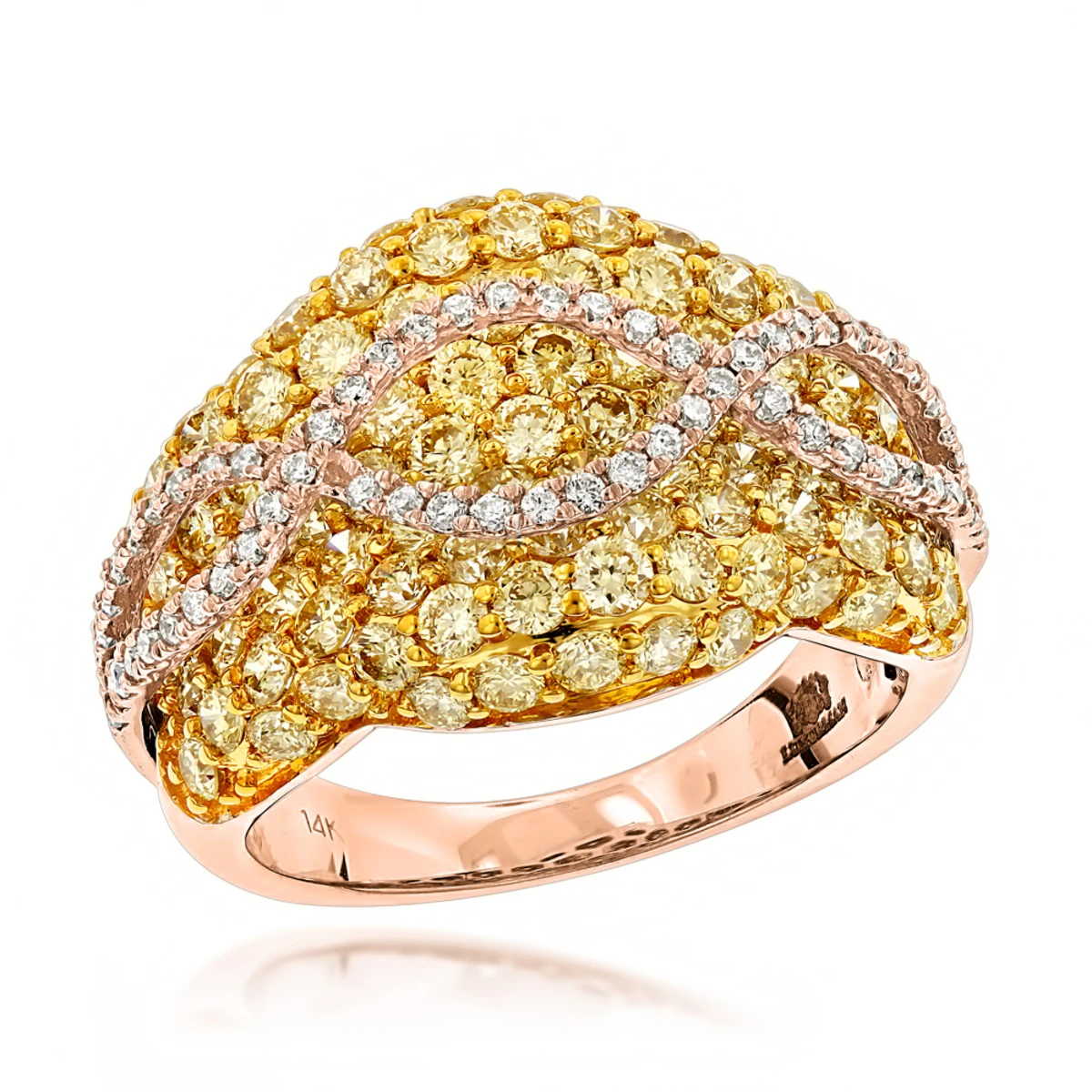 Unique 3.7ct Ladies White Yellow Diamond Cocktail Ring 14K White Gold By Luxurman 5 Unique 3.7ct Ladies White Yellow Diamond Cocktail Ring 14K White Gold By Luxurman - Image 3