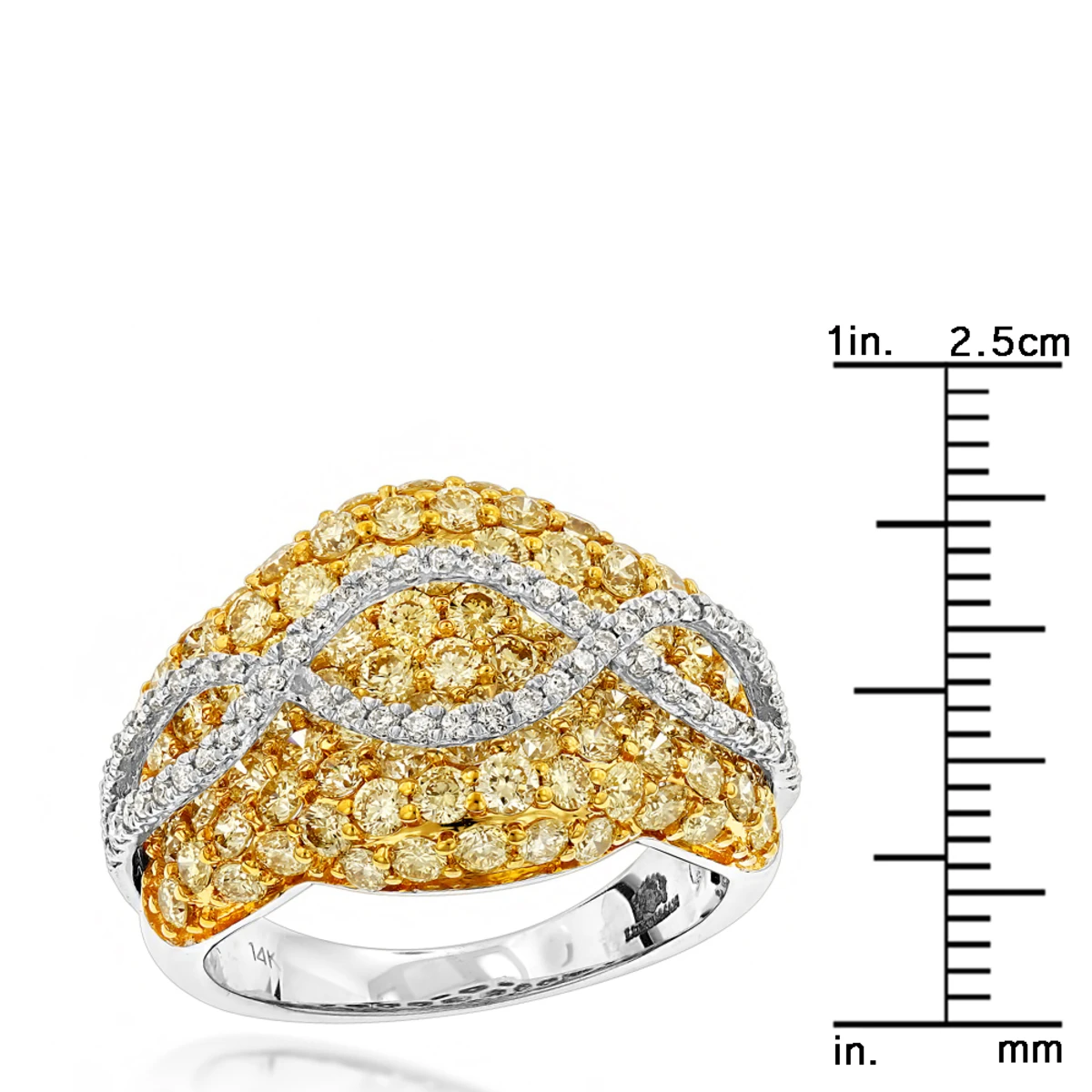 Unique 3.7ct Ladies White Yellow Diamond Cocktail Ring 14K White Gold By Luxurman 8 Unique 3.7ct Ladies White Yellow Diamond Cocktail Ring 14K White Gold By Luxurman - Image 6
