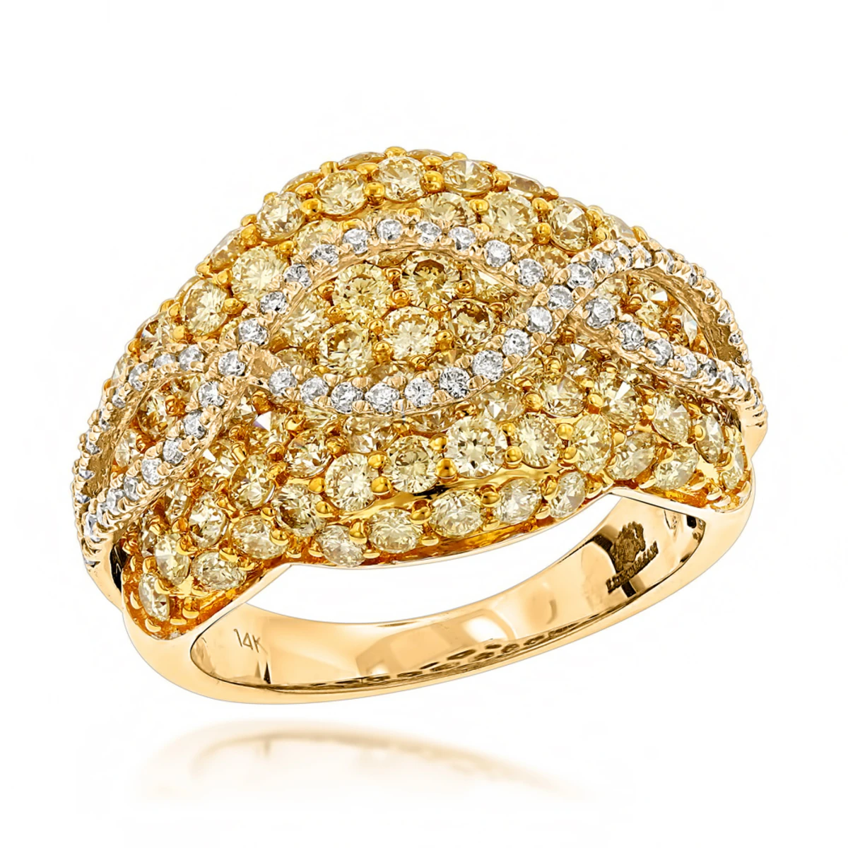 Unique 3.7ct Ladies White Yellow Diamond Cocktail Ring 14K White Gold By Luxurman 4 Unique 3.7ct Ladies White Yellow Diamond Cocktail Ring 14K White Gold By Luxurman - Image 2