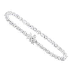 Unique 6 Carat VS Diamond Tennis Bracelet For Women 18K White Gold Flower Clasp