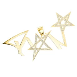 Unique Diamond Men's Pendant 14K Yellow Gold 2ct