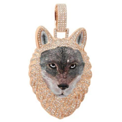 Diamond Wolf Pendant For Men 10K White Gold W Enamel 2ct Iced Out Design -Its Hot Jewelry Shop unique custom jewelry iced out wolf pendant for men 14k gold enamel 2ct 100535 ro