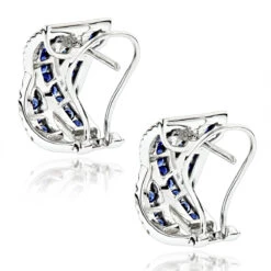 Unique Designer Diamonds And Blue Sapphires Earrings For Her 14K White Gold -Its Hot Jewelry Shop unique designer diamonds and blue sapphires earrings for her 14k gold backwh