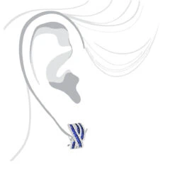 Unique Designer Diamonds And Blue Sapphires Earrings For Her 14K White Gold -Its Hot Jewelry Shop unique designer diamonds and blue sapphires earrings for her 14k gold bodwh