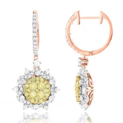 Unique Designer Ladies White Yellow Diamonds Flower Drop Earrings 14K White Gold 10 Unique Designer Ladies White Yellow Diamonds Flower Drop Earrings 14K White Gold -Its Hot Jewelry Shop unique designer ladies white yellow diamonds flower drop earrings 14k gold ro