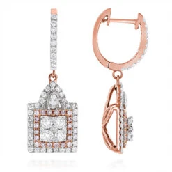 Unique Designer White And Pink Diamond Earrings For Women 14K Gold 1.75ct -Its Hot Jewelry Shop unique designer white and pink diamond earrings for women 14k gold 175ct ro