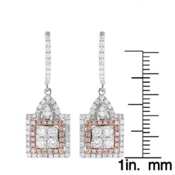 Unique Designer White And Pink Diamond Earrings For Women 14K Gold 1.75ct -Its Hot Jewelry Shop unique designer white and pink diamond earrings for women 14k gold 175ct ruler