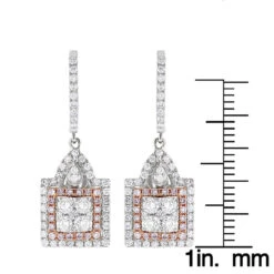 Unique Designer White And Pink Diamond Earrings For Women 14K Gold 1.75ct -Its Hot Jewelry Shop unique designer white and pink diamond earrings for women 14k gold 175ct rulerwh