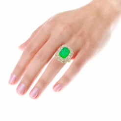 Unique Diamond And Emerald Cocktail Ring For Women 18K White Gold 9.7 Carats -Its Hot Jewelry Shop unique diamond and emerald cocktail ring for women in 18k gold 97 carats 802634 bodye