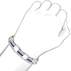 Unique Diamond And Sapphires Bracelet 14K White Gold -Its Hot Jewelry Shop unique diamond and sapphires bracelet in 14k yellow rose or white gold body white