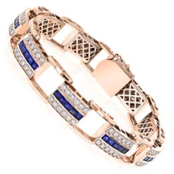 Unique Diamond And Sapphires Bracelet 14K White Gold -Its Hot Jewelry Shop unique diamond and sapphires bracelet in 14k yellow rose or white gold rose