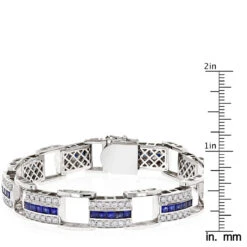 Unique Diamond And Sapphires Bracelet 14K White Gold -Its Hot Jewelry Shop unique diamond and sapphires bracelet in 14k yellow rose or white gold ruler white