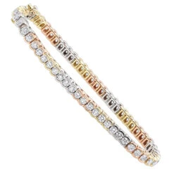 Unique Diamond Tennis Bracelet For Women Tricolor 14K White/Yellow/Rose Gold