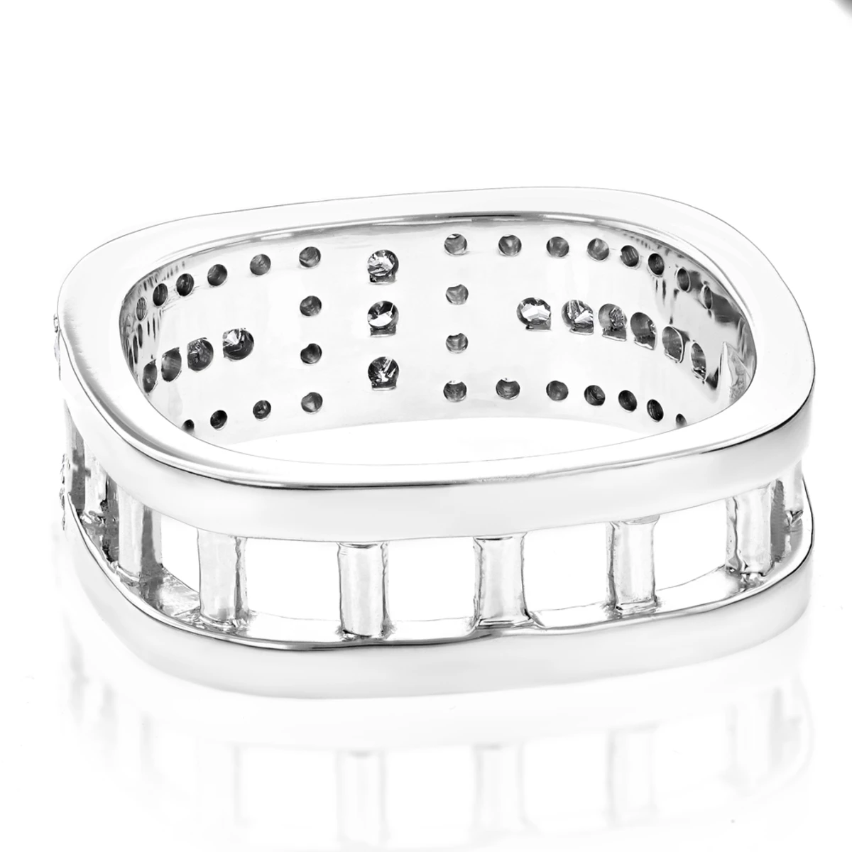 Unique Diamond Wedding Bands: Square Men's Ring 1.2ct 14K White Gold 6 Unique Diamond Wedding Bands: Square Men's Ring 1.2ct 14K White Gold - Image 4