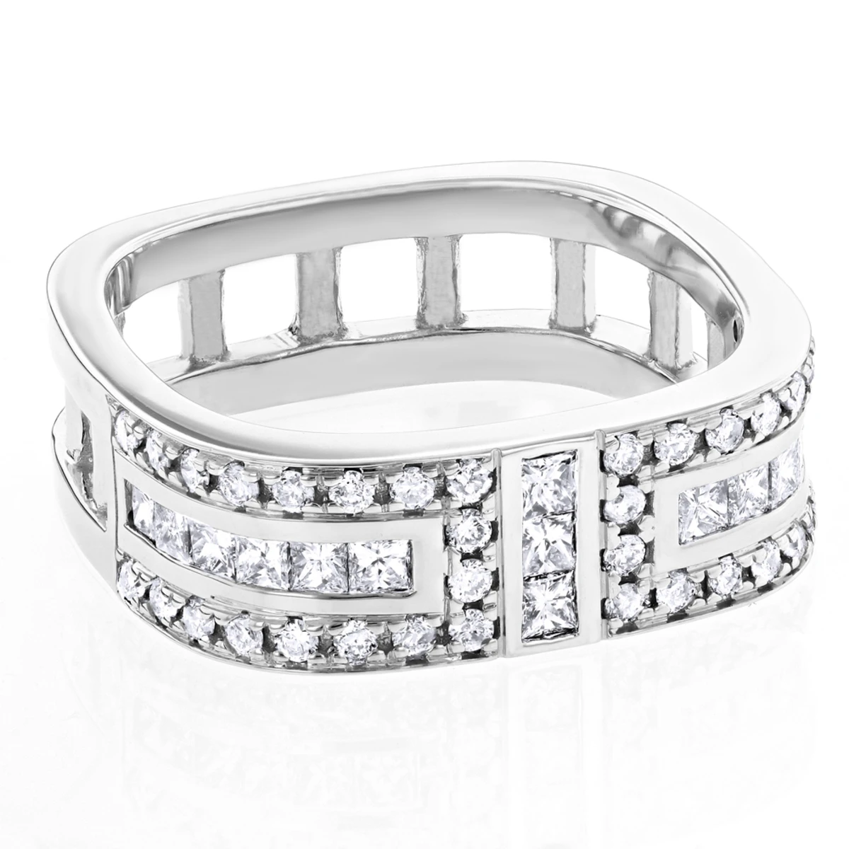 Unique Diamond Wedding Bands: Square Men's Ring 1.2ct 14K White Gold 3 Unique Diamond Wedding Bands: Square Men's Ring 1.2ct 14K White Gold