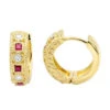 Unique Diamonds And Rubies Earrings Huggies 14K Yellow Gold Small Hoops 1/4 Inch -Its Hot Jewelry Shop unique diamonds and rubies earrings huggies 14k gold small hoops 14 inch 001300 mainye