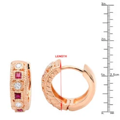 Unique Diamonds And Rubies Earrings Huggies 14K Yellow Gold Small Hoops 1/4 Inch -Its Hot Jewelry Shop unique diamonds and rubies earrings huggies 14k gold small hoops 14 inch 001300 rulerro