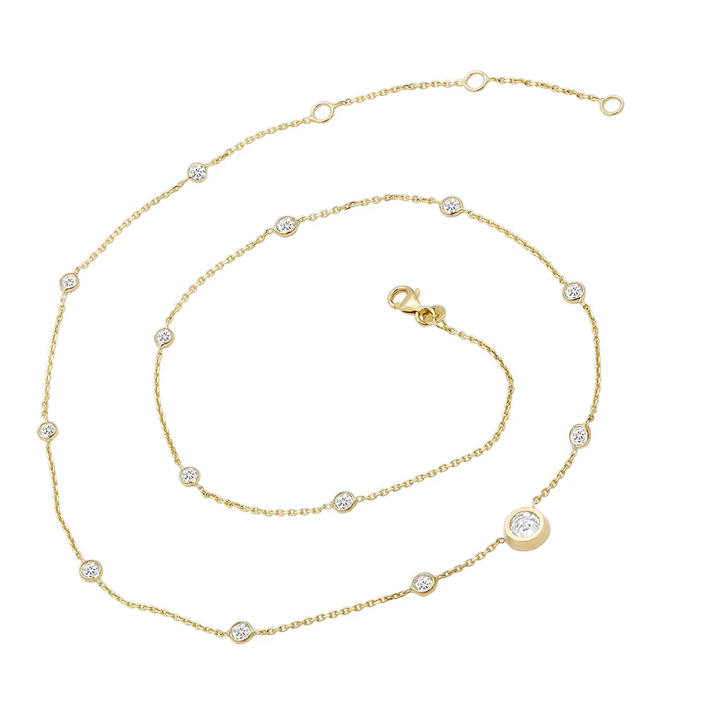 Unique Diamonds By The Yard Necklace 14K Yellow Gold 1.8 Carats Adjustable Length 7 Unique Diamonds By The Yard Necklace 14K Yellow Gold 1.8 Carats Adjustable Length - Image 5