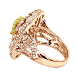 Unique 18K White Gold White & Pear Yellow Diamond Cocktail Ring For Women -Its Hot Jewelry Shop unique jewelry white pear yellow diamond cocktail ring for women 18k gold 804023 backro