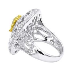 Unique 18K White Gold White & Pear Yellow Diamond Cocktail Ring For Women -Its Hot Jewelry Shop unique jewelry white pear yellow diamond cocktail ring for women 18k gold 804023 backwh