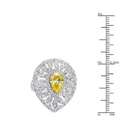 Unique 18K White Gold White & Pear Yellow Diamond Cocktail Ring For Women -Its Hot Jewelry Shop unique jewelry white pear yellow diamond cocktail ring for women 18k gold 804023 rulerwh
