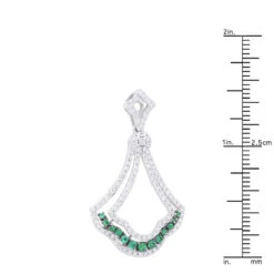 Unique Ladies 1.3 Carat Diamond And Emerald Pendant Necklace 14K White Gold -Its Hot Jewelry Shop unique ladies 13 carat diamond and emerald pendant necklace in 14k gold 100488 rulerwh
