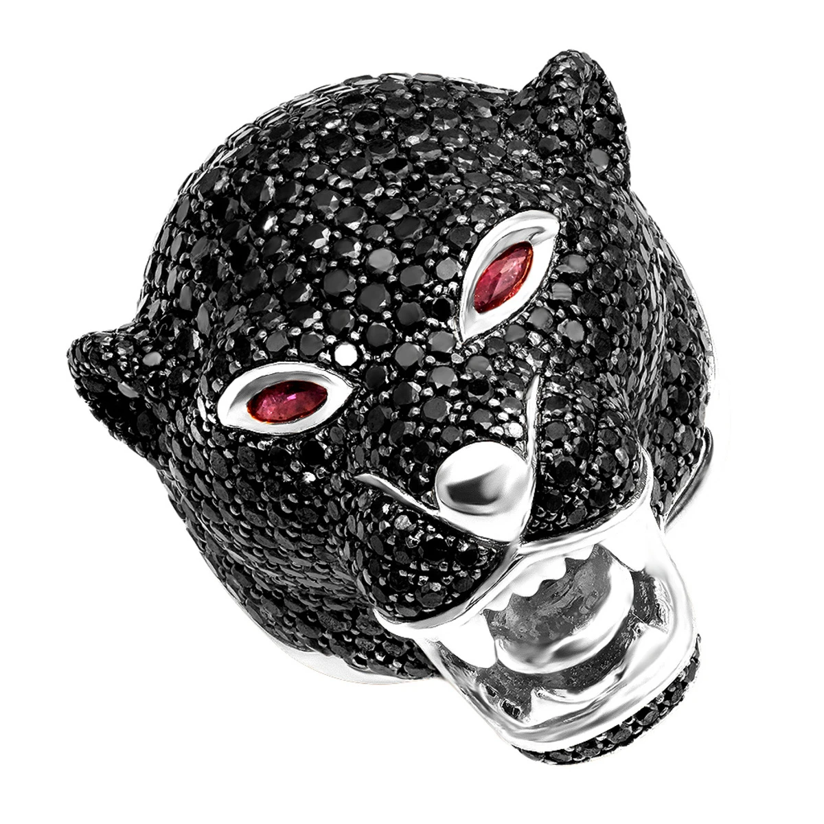 Unique Ladies Black Diamond Panther Head Ring 18K Yellow Gold 11 Carats 4 Unique Ladies Black Diamond Panther Head Ring 18K Yellow Gold 11 Carats - Image 2