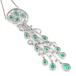 Unique Ladies Peridot Diamond Chandelier Teardrop Necklace 18K White Gold 3ct -Its Hot Jewelry Shop unique ladies peridot diamond chandelier teardrop necklace in 18k gold 3ct backwh