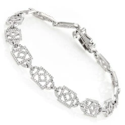 Unique Ladies Round Diamond Bracelet 14K White Gold 1.3ct