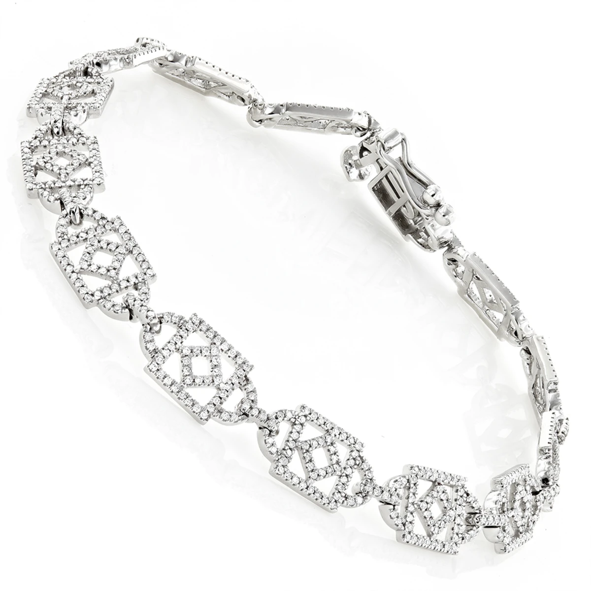 Unique Ladies Round Diamond Bracelet 14K White Gold 1.3ct 3 Unique Ladies Round Diamond Bracelet 14K White Gold 1.3ct