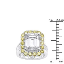 Unique Large Moissanite Engagement Ring In Platinum White Yellow Diamonds 2.5ct -Its Hot Jewelry Shop unique large moissanite engagement ring in platinum white yellow diamonds 25ct 000913 rulerwh