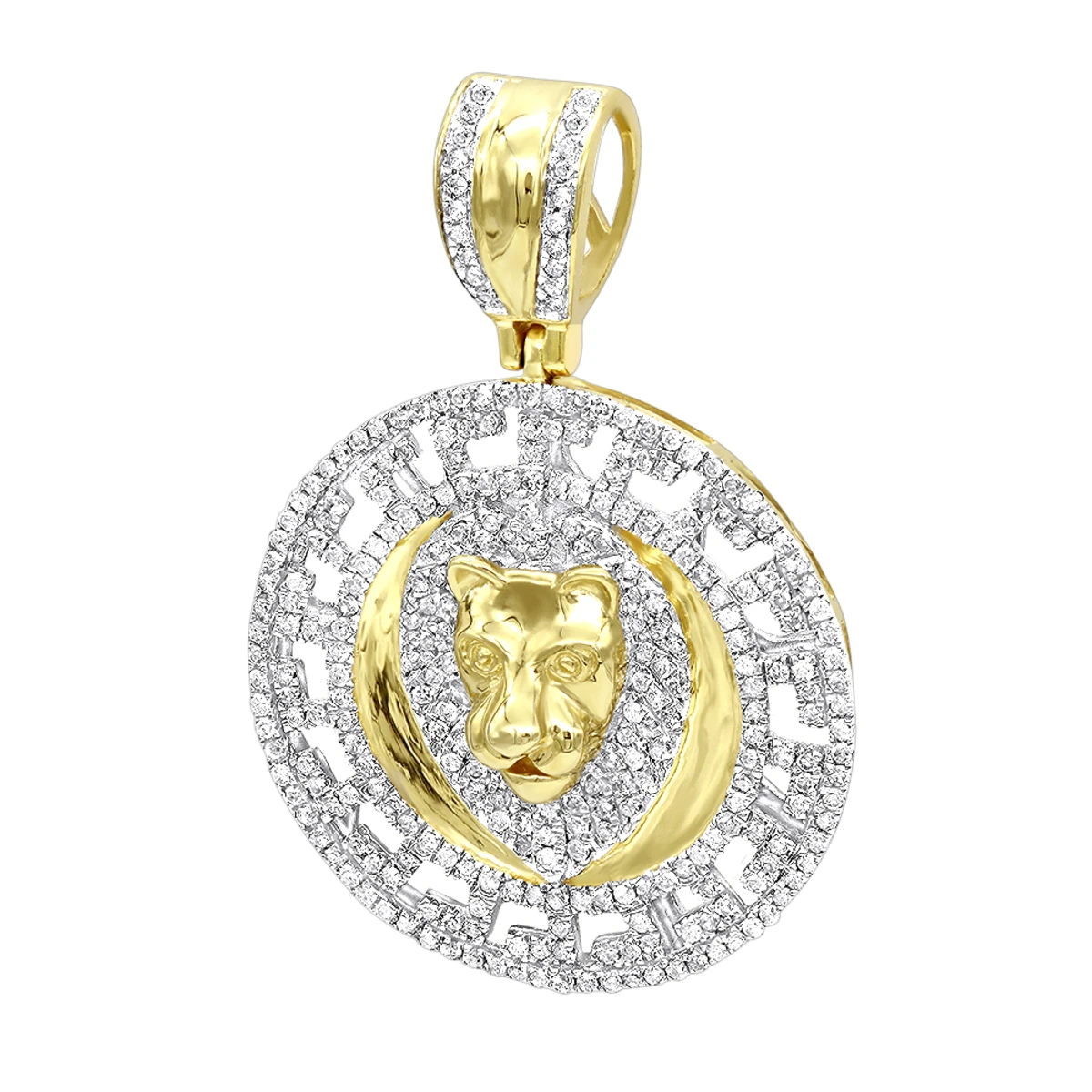 Unique Luxurman 10K Yellow Gold Lion Head Diamond Pendant For Men Medallion 0.9ct 3 Unique Luxurman 10K Yellow Gold Lion Head Diamond Pendant For Men Medallion 0.9ct