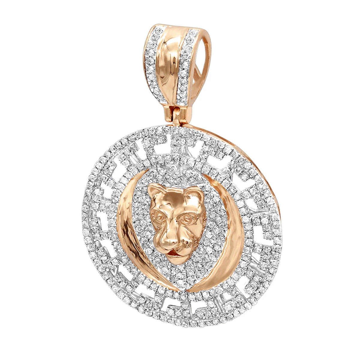 Unique Luxurman 10K Yellow Gold Lion Head Diamond Pendant For Men Medallion 0.9ct 5 Unique Luxurman 10K Yellow Gold Lion Head Diamond Pendant For Men Medallion 0.9ct - Image 3