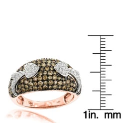 Unique Luxurman Champagne Diamond Right Hand Ladies Ring 1.5ct 14K Rose Gold -Its Hot Jewelry Shop unique luxurman champagne diamond right hand ladies ring 15ct 14k gold rulerro
