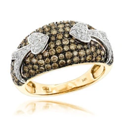 Unique Luxurman Champagne Diamond Right Hand Ladies Ring 1.5ct 14K Rose Gold -Its Hot Jewelry Shop unique luxurman champagne diamond right hand ladies ring 15ct 14k gold ye