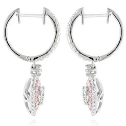 Unique Luxurman Drop Earrings White & Pink Diamond Heart Earrings 14K White Gold -Its Hot Jewelry Shop unique luxurman drop earrings white pink diamond heart earrings 14k gold backwh