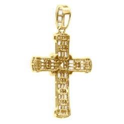 Unique Men's Diamond Cross Pendant 14K Yellow Gold 2 Inch 3 Carats -Its Hot Jewelry Shop unique mens diamond cross pendant 14k gold 2 inch 3 carats 803238 backye