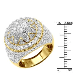 Unique Men's Diamond Ring 4 Carat Statement Or Large Pinky Ring 14K Yellow Gold -Its Hot Jewelry Shop unique mens diamond ring 4 carat statement or large pinky ring 14k gold 803252 rulerye