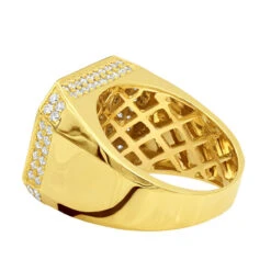 Unique Men's Diamond Ring 14K Yellow Gold 2.65 Ct Yellow & White Diamonds -Its Hot Jewelry Shop unique mens diamond ring in 14k gold 265 ct yellow white diamonds 000821 backye