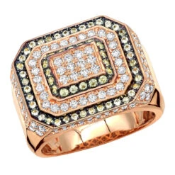 Unique Men's Diamond Ring 14K Yellow Gold 2.65 Ct Yellow & White Diamonds -Its Hot Jewelry Shop unique mens diamond ring in 14k gold 265 ct yellow white diamonds 000821 ro